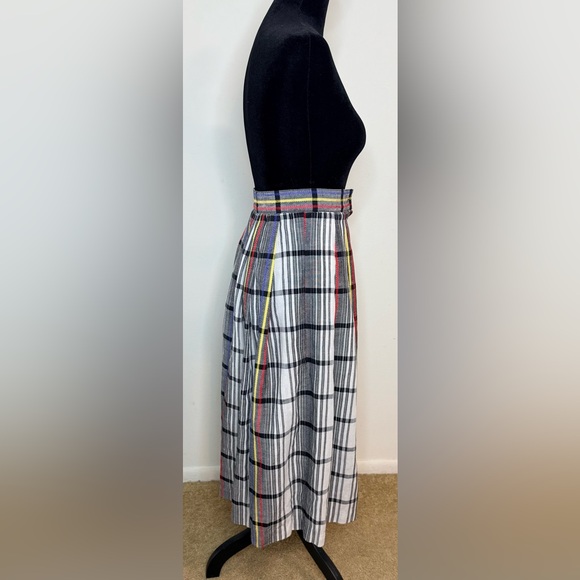 Vintage 80’s Chaus pleated striped button front preppy plaid midi skirt 2 EUC - Picture 4 of 7